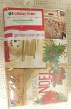holiday time vinyl Christmas tablecloth 60&quot; x 102&quot; Rectangle  NIP - £10.17 GBP