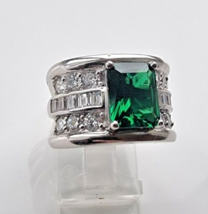 Jose Hess Bella Luse 925 Sterling Silver Emerald Ring Size 6.75 - £73.20 GBP