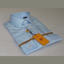 Mens 100% Egyptian Cotton Shirt French Cuffs Wrinkle resistance Enzo 61102 Blue image 9