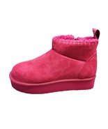 Muk Luks Augie Cozy Platform Booties Womens Size 8 Fuschia Faux Fur Side... - $26.99