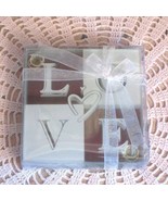 Set Of 4 LOVE Glass Coasters Clear / Frosted Brand New - £6.88 GBP