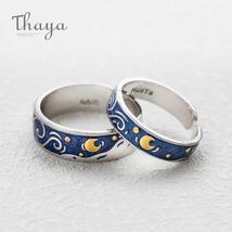 THAYA 925 Sterling Silver Vincent van Gogh &quot;The Starry Night&quot; Themed Enamel Ring - £30.36 GBP+