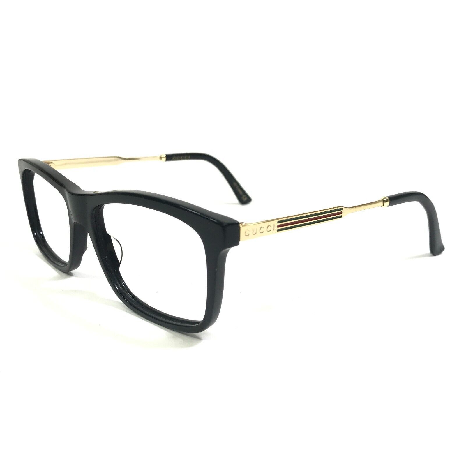 Gucci Eyeglasses Frames GG0302O 001 Black Gold Red Green Striped 54-16-150 - £125.42 GBP