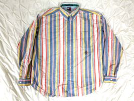 Vintage Tommy Hilfiger Long Sleeve Striped Mens Button Up Size XL 90s Ra... - $19.79