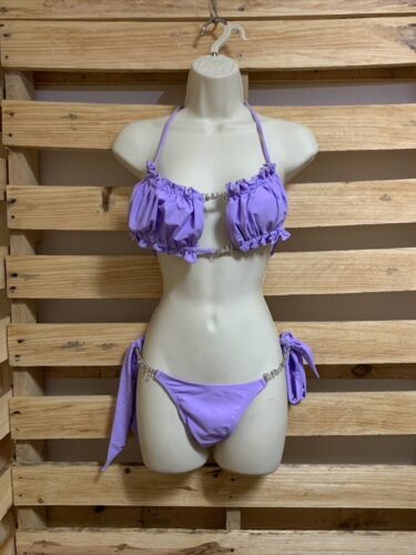Primary image for Unbranded Purple Print Two Piece Bikini Bathing Suit Woman’s Size S KJ Summer