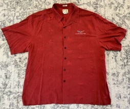 Reyn Spooner Corvette Silk Shirt Mens XXL Red Hawaiian Palm Classic Musc... - $27.71