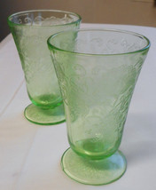 Hazel Atlas Depression Glass Florentine # 2 Poppy Round, 2 Footed Water Tumblers - £27.65 GBP