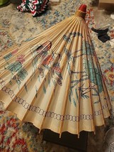 Vintage Japanese Rice Paper Bamboo Umbrella Parasol Hand painted 60&#39;s Da... - £14.95 GBP