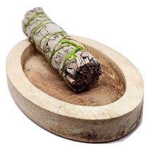 Carved Smudge Bowl Sage Incense Holder Rustic Wooden - Choice Of Sage Sm... - $14.74+
