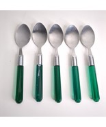 Vtg 5 Piece Acrylic Lucite Emerald Green Handle Stainless Flatware Table... - £9.23 GBP