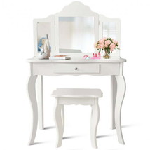 Makeup Dressing Mirror Vanity Table Stool Set for Kids - £150.05 GBP