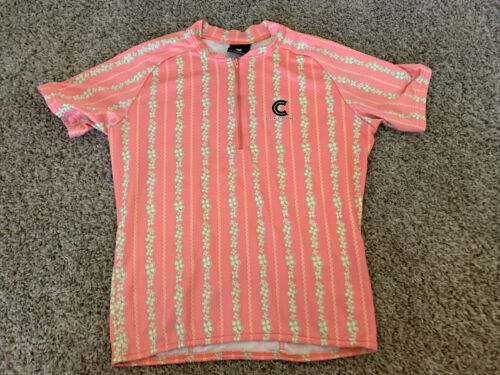 Cannondale 1/2 zip biking shirt women Pink L back pockets - Made In U.S.A - WOW! - $19.79