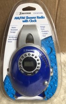 Sealed Vintage Emerson Hanging AM/FM Shower Radio With Clock Blue CK5859BL - $28.71