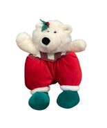 Vtg 1992 Commonwealth White Teddy Bear Christmas Stuffed Plush with Gift... - $34.48 CAD