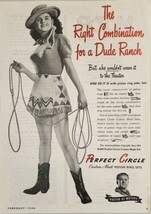 1946 Print Ad Perfect Circle Piston Ring Sets Pretty Cowgirl with Rope - £13.63 GBP