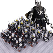 26PCS Medieval Knights Hospitaller+Horse Minifigures Building Bricks MOC Toys - £29.08 GBP