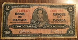 1937 BANK OF CANADA TWO DOLLARS 2$ BANK NOTE - $19.39