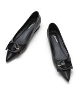 C.Paravano Women&#39;s Pointed Toe Leather Flats Black Comfy Slip-On Shoes 7.5 - $571.04 MXN
