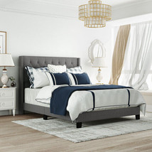 Upholstered Platform Bed with Classic Headboard, Box Spring Needed Queen Gray - $193.86