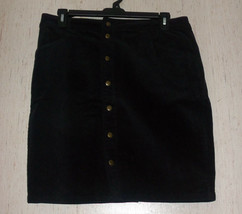 Excellent Womens Woolrich Snap Front Black Pinwale Corduroy Skirt Size 12 - £26.28 GBP