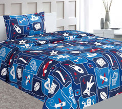 KIDS BEDSHEET SET TWIN PRINTED DESIGN MICROFIBER FLAT FITTED SHEET PILLO... - £27.32 GBP