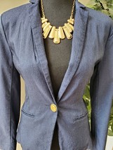 XOXO Women&#39;s Blazer Blue Size Small One Button Collared Suit Jacket - £19.18 GBP