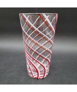 Pier 1 One Peppermint Fun Highball Tumbler Red/White Swirl Glass Multi A... - $131.75 MXN