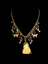 Vintage Carved dog charm necklace - OOAK Labrador retriever necklace - Figural j - £90.49 GBP