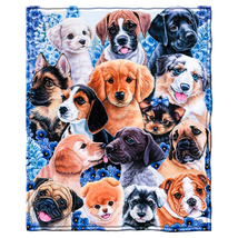 King Size Puppy Fleece Blanket - 75x90&quot; Dog Lover&#39;s Throw - £32.55 GBP