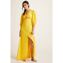 New Anthropologie Hutch Eyelet Cut-Out Maxi Dress $198  SIZE 2 Yellow  - £79.38 GBP