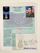 James A. Taylor Signed Card and Medal Of Honor Citation - £39.05 GBP