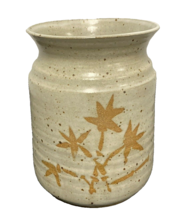 Studio Pottery Utensil Canister/Jar Beige/Brown Signed - £11.00 GBP