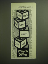 1974 March of Dimes Ad - Birth defects are forever unless you help - £14.48 GBP