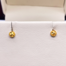 22ct Yellow Gold Diamond Cut Flower Round Ball Children&#39;s Earrings 3.6mm - $230.32