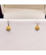 22ct Yellow Gold Diamond Cut Flower Round Ball Children&#39;s Earrings 3.6mm - $230.32