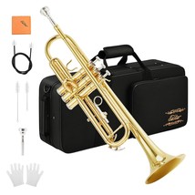 Bb Standard Trumpet Set For Beginner, Brass Student Trumpet Instrument W... - £187.71 GBP