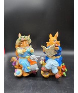 CWC Mama and Papa w/ Baby Bunny Rabbit Family Hinged Trinket Boxes Pair ... - $569.25 MXN
