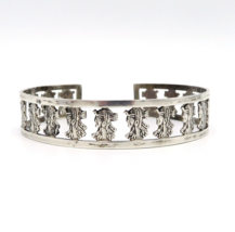 Vintage Sterling Silver Egyptian Warrior Cuff Bracelet 1940s - $65.00