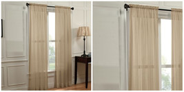 2 Panels Sheer Window Curtains Drapes Set 84" Rod Pocket Solid - Taupe - P01 - $31.35