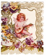 Vintage 1900s Valentine Card Cherub Angel Embossed Paper Love&#39;s Hiding P... - £9.57 GBP