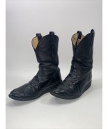 Vintage Nocona Black Soft Leather Men&#39;s Cowboy Western Rancher Pull On B... - £68.74 GBP