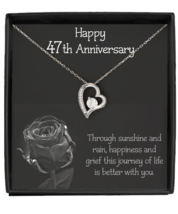 47th Wedding Anniversary Gift for Wife 925 Silver Heart Necklace Gift for Her - £38.05 GBP+
