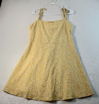 SheIn Fit &amp; Flare Dress Womens Large Yellow Floral Polyester Spaghetti Straps - £6.93 GBP