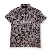 Express Men’s Palm Leaf Print Shirt Black Pink Short Sleeve Button Up Si... - $24.65