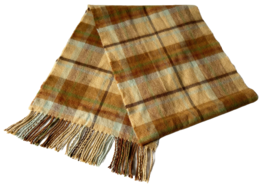 Scotland 100% Cashmere Scarf Plaid Brown Tan Green Red Unisex  12&quot; x 63&quot; - £22.40 GBP