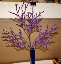 Picks Fake Flowers 12" Tall Celebrate It Decor Purple Glitter Bush Leaf 259M - £5.88 GBP