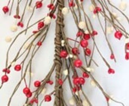 EV-52R Big Primitive Pip Berry Garland in Red and Cream Color - £14.18 GBP