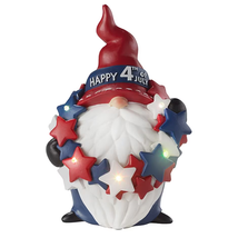 NEW Color Changing Lighted Americana Patriotic Gnome Decoration 11 in. ceramic - £9.55 GBP