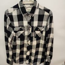 Men Roebuck black &amp; white plaid front pockets long sleeve button medium ... - $19.95