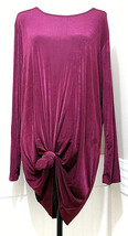 New MISSGUIDED Mini Shirt Dress Womens Large 12 Knotted Burgundy Wine NWT Tunic - £22.31 GBP